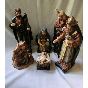 Lillian Vernon Nativity Scene Large/Tall Great Condition In Box 6 Pieces